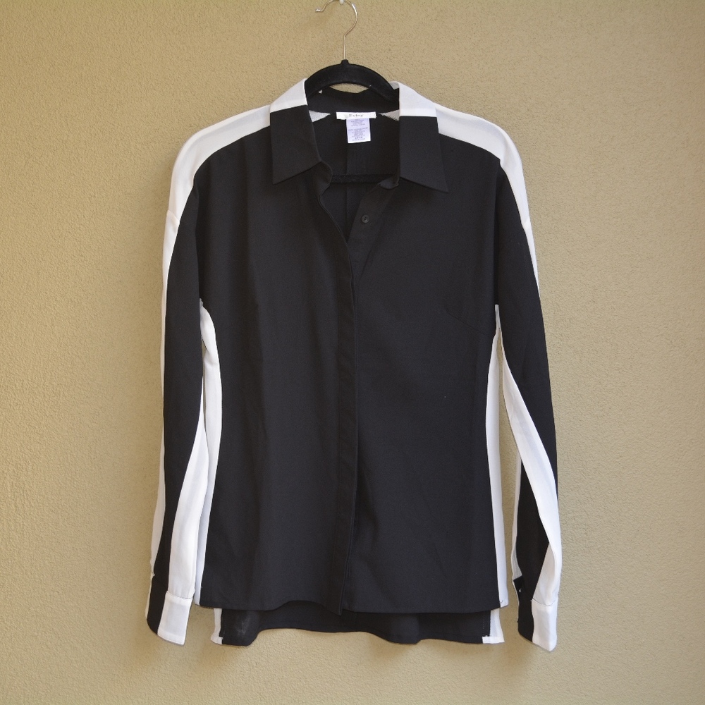 Black and White Button Down Blouse